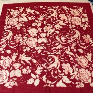LIZ SINCLAIR Red Floral Scarf, Vintage Designer Scarf Accessories